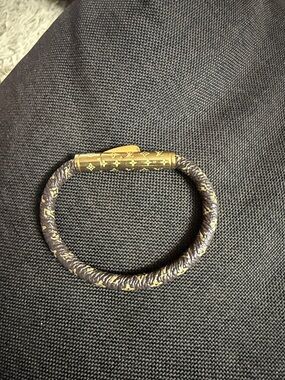 Louis Vuitton Brown and Gold Monogram Wrap Bracelet